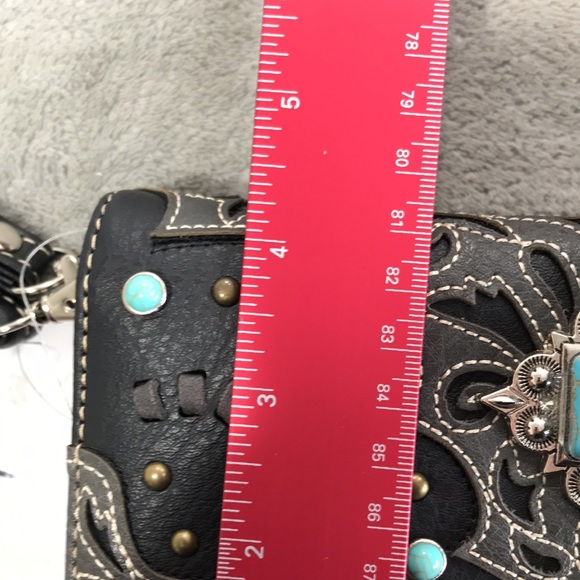 Western Wallet/ Wristlet Vegan Leather Blue Topaz New - Picture 10 of 11